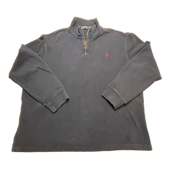 POLO Ralph Lauren 1/4 Zip Men's Navy Pony Logo Pullover Sweater; XL - Picture 3 of 9